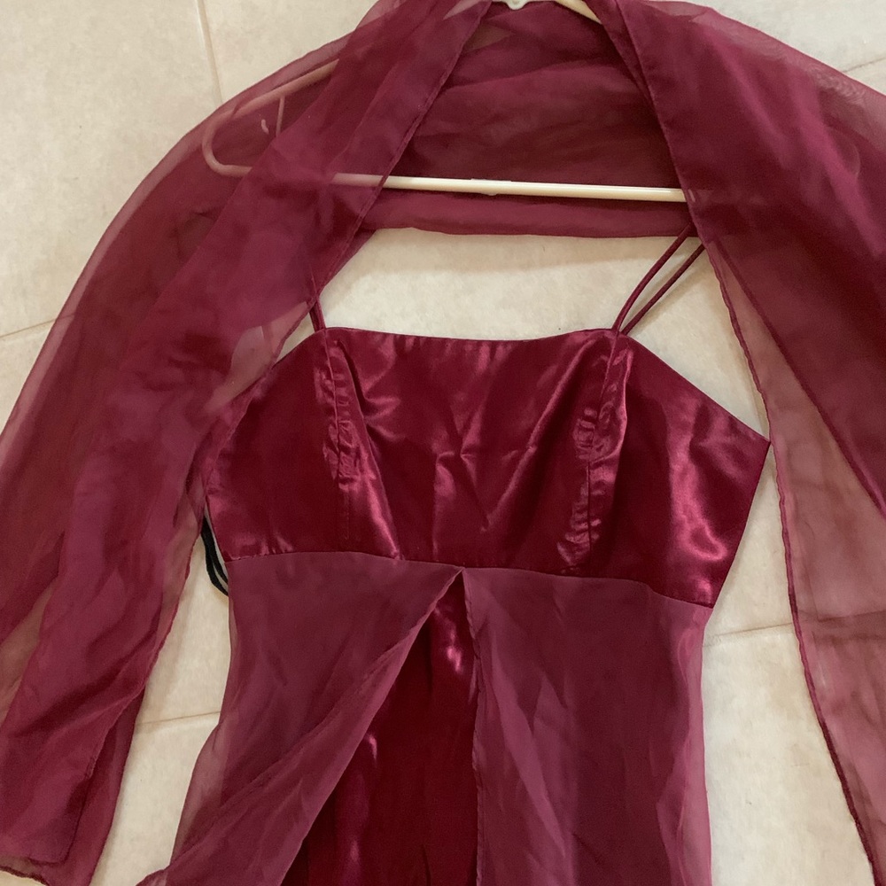 Dark red evening gown